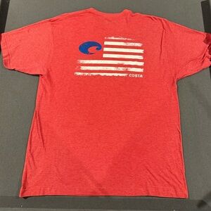 Costa Del Mar Red Graphic T-Shirt American Flag Logo - Men’s XXL